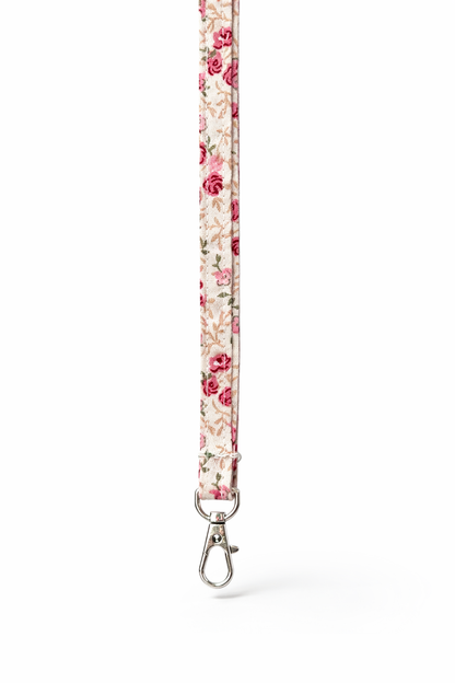 Mirari Tote Bag · Beige Waffle Cotton, mauve interior, floral bow